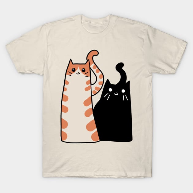 Tabby Cat and Black Cat T-Shirt by saradaboru